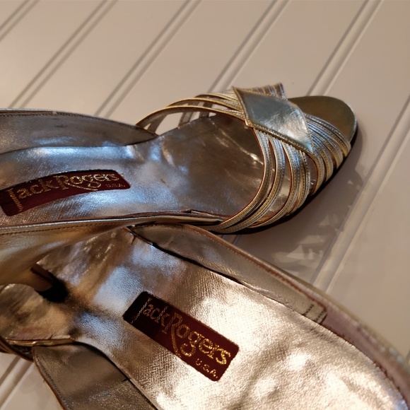 JACK ROGERS *vintage*(80s?) peep-toe heels narrow - Picture 5 of 8